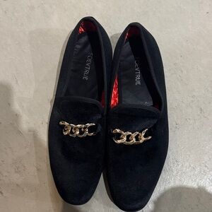 Black Loafers with Gold Chain